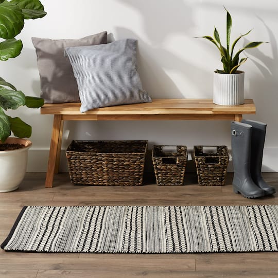 DII® Black Dobby Stripe Hand-Loomed Rug, 2.5ft. x 6ft.